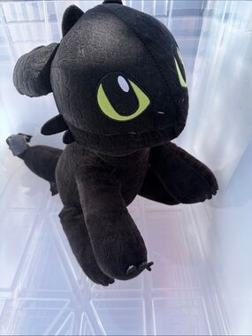 Black Toothless Dragon Build A Bear Plush with Green Eyes